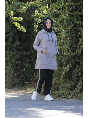 Zey&Ka Butik Kapüşonlu Kaz Ayağı Detay Ikili Takım