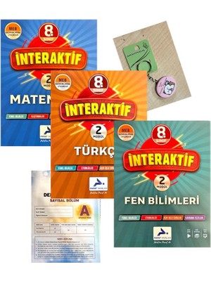 Paraf Yayınları 8.sınıf Interaktik Serisi 3'lü Set-Yeni-(Okyanus Yayınları Deneme+Açacaklı Anahtarlık)