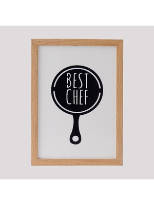 Özverler Best Chef Ahşap Çerçeveli Tablo - Beyaz - 25X35 cm