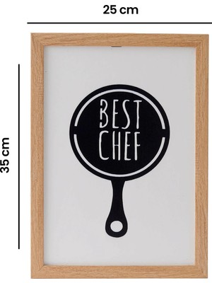 Özverler Best Chef Ahşap Çerçeveli Tablo - Beyaz - 25X35 cm