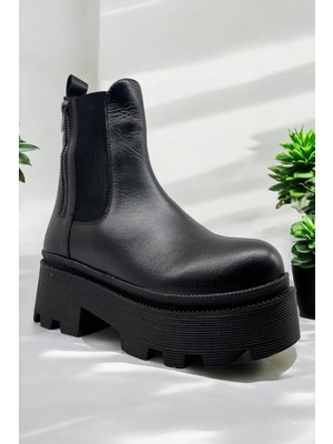 Albini 25100038K Siyah Deri Kadın Casual Günlük Bot