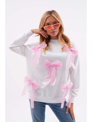 Pulli Collection Pembe Fiyonklu Yeni Sezon Basic Sweatshırt