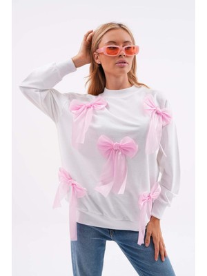 Pulli Collection Pembe Fiyonklu Yeni Sezon Basic Sweatshırt