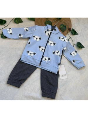 Lion Kids Unisex 9 Ay Panda Baskılı Mevsimlik Ceketli Takım