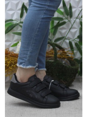 Fort Row Milena Siyah Füme Rahat Hafif Sneaker Çırtlı Spor Ayakkabı
