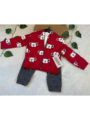 Lion Kids Unisex 9 Ay Panda Baskılı Mevsimlik Ceketli Takım