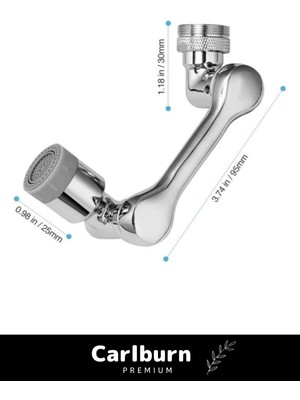 Premium Çift Fonksiyonlu Metal Görünümlü 1080 Derece Dönebilen Akrobat Musluk Ucu Başlığı