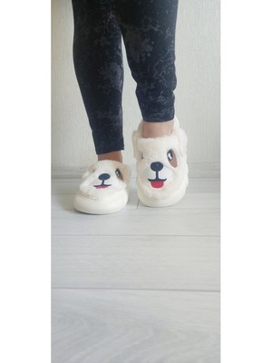 Akınalbella Kışlık Yumuşacık Kulaklı Köpek Figürlü Ev Terliği
