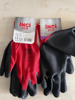 İnci Eldiven Kırmızı Siyah Latex Tırtıklı Inci Marka