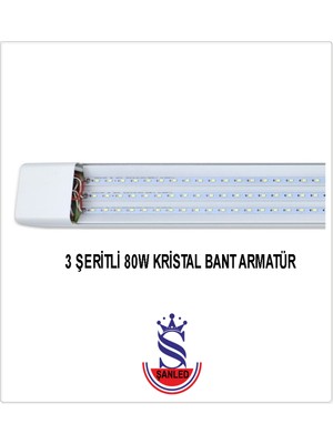 ŞANLED 80 Watt 120 cm Kristal Yatay LED Bant Armatür-Trafolu Beyaz Işık -1-2-4-8-10-20-40-50-80-100 Adettir