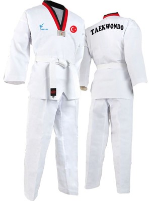 Bluu Ay Yıldız Baskılı Pum Yaka Taekwondo Elbisesi Dobok Tekvando Elbisesi