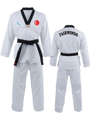 Bluu Ay Yıldız Baskılı Siyah Yaka Taekwondo Elbisesi Dobok Tekvando Elbisesi