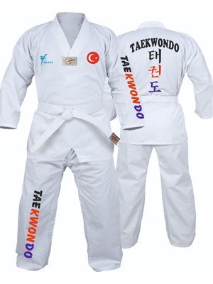 Bluu Acemi Beyaz Yaka Taekwondo Elbisesi Dobok