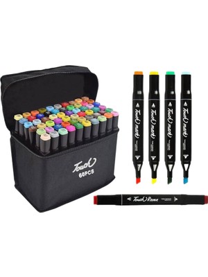 Touch 60 Renk Çantalı Çift Taraflı Marker Kalem Seti