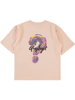 Civil Girls Kız Çocuk Oversize Tişört 6-9 Yaş Pudra