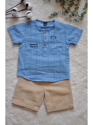 Ministok Erkekçocuk Keten Şortlu Takım