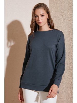 Lela Streç Oversize Fit Bisiklet Yaka Modal Kumaş Sweat Bayan SWEAT 5865877