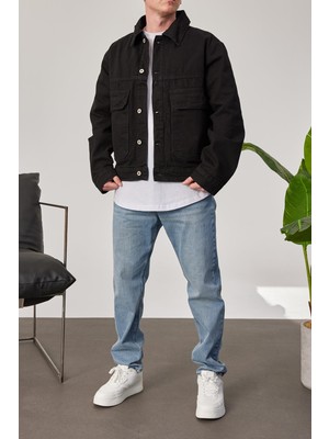 Nomarc 2 Cepli Düğmeli Siyah Kot Ceket