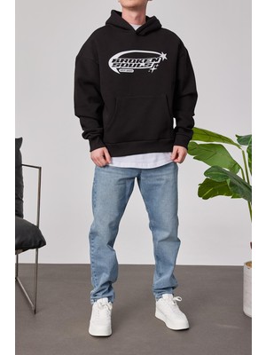 Nomarc Broken Souls Baskılı Kapüşonlu Siyah Sweatshirt