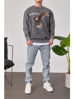 Nomarc Represent Yazılı Füme Yıkamalı Sweatshirt