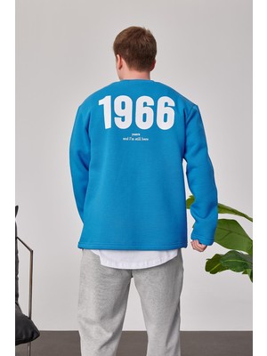 Nomarc 1966 Baskılı Mavi Sweatshrt
