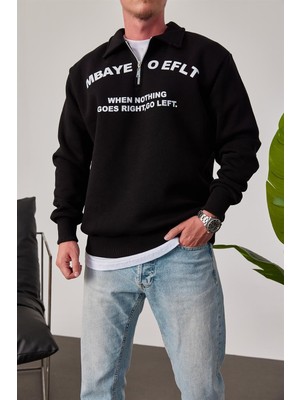 Nomarc Mbaye Yakası Fermuarlı Siyah Sweatshirt