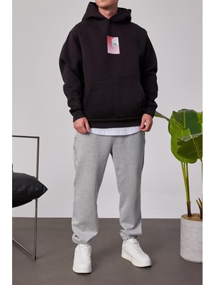 Nomarc Basket Potası Baskılı Siyah Kapüşonlu Sweatshirt