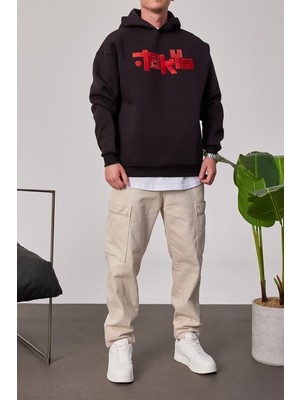 Nomarc Tokyo Yazılı Siyah Kapüşonlu Sweatshirt