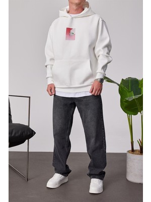 Nomarc Basket Potası Baskılı Beyaz Kapüşonlu Sweatshirt
