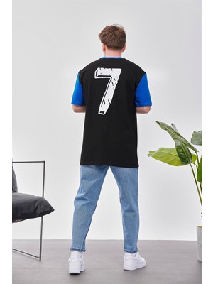 Nomarc 7 Baskılı Siyah Tshirt
