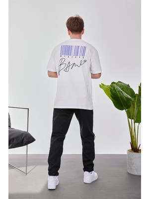 Nomarc Barkod Baskılı Beyaz Tshirt