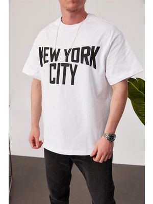 Nomarc New York City Baskılı Beyaz Tshirt