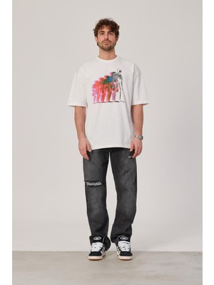Nomarc Iskelet Baskılı Beyaz Tshirt
