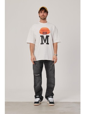 Nomarc M Harf Baskılı Beyaz Tshirt