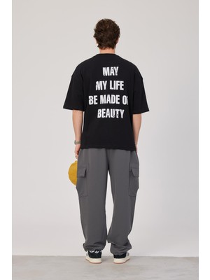 Nomarc My Life My Rules Yazılı Siyah Tshirt