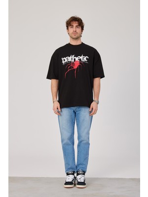 Nomarc Pathetic Örümcek Baskılı Siyah Tshirt