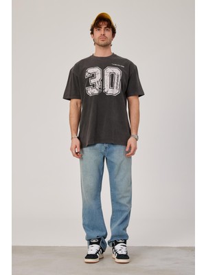 Nomarc 30 Rakam Baskılı Yıkamalı Füme Tshirt
