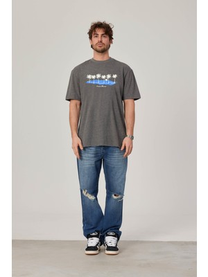 Nomarc Hawaii Baskılı Gri Tshirt