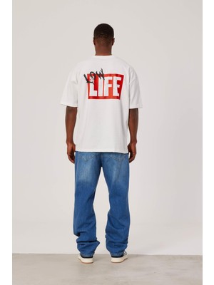 Nomarc Low Life Yazı Baskılı Beyaz Tshirt
