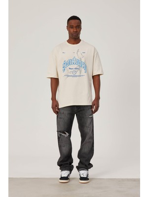 Nomarc Utopia Figür Baskılı Krem Tshirt