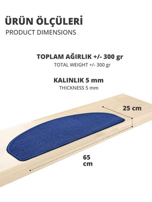 Stepmat Bukle Halıdan Basamak ve Merdiven Paspası 16'lı