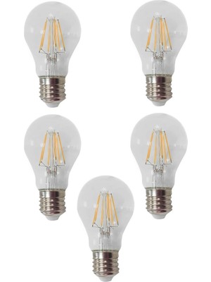 Kendal 5 Adet K2 6W E27 2700K Sarı Işık A60 LED Flamanlı Rustik Ampul KES501