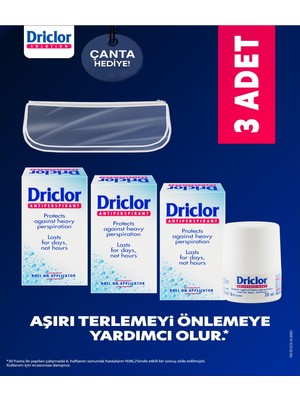 Driclor Aşırı Terleme Önleyici Roll-On Antiperspirant 20 ml X3 Hediye Çanta ile Kullanıma Uygun