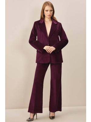 Guitar Erkek Yaka Mürdüm Kadife Blazer