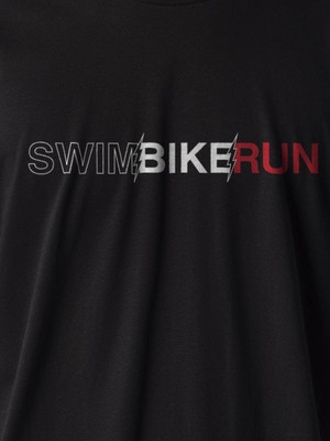 Jordanred Swim Bike Run Baskılı Siyah Tişört