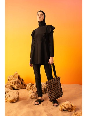 DeFacto Regular Fit 4'lü Basic Düz Burkini Tesettür Mayo Takım B5228AX24SM