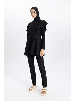 DeFacto Regular Fit 4'lü Basic Düz Burkini Tesettür Mayo Takım B5228AX24SM