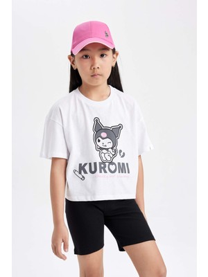 DeFacto Kız Çocuk Hello Kitty Bisiklet Yaka Kısa Kollu Tişört C6307A824SM