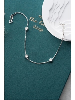 Nereze 925 Ayar Gümüş Rodyum Kaplama Zirkon Taşlı Minimal 3'lü Yuvarlak Model Bileklik