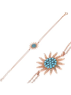 Nereze 925 Ayar Gümüş Turkuaz Güneş Gümüş Bileklik